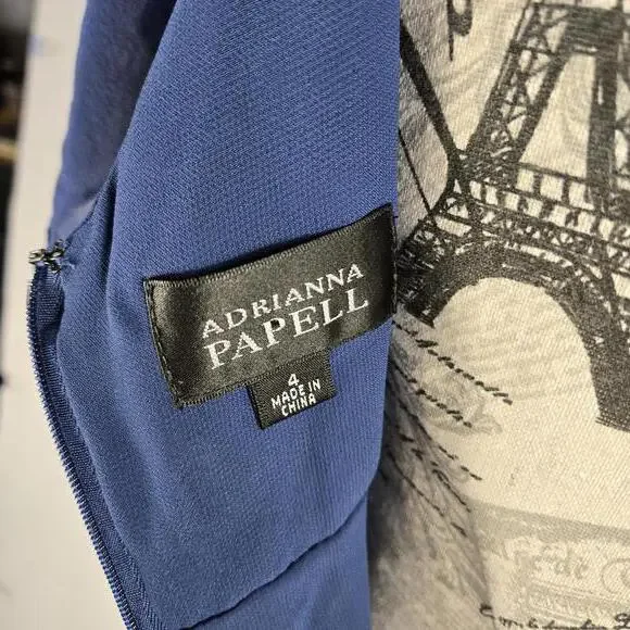 Adrianna Papell Women's Sz 4 Flutter Sleeve Tiered V-Neckline Front & Back Dress - Picture 5 of 9